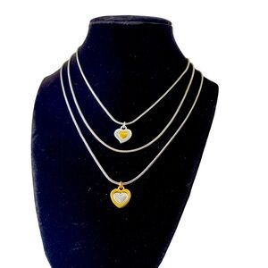 Brighton Necklace Multi-strand Dual Tone Metal Heart Pendant